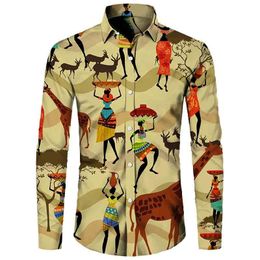 Casual shirts voor heren button shirt dashiki Afrikaanse bedrukte kortlange mouw tops traditionele paar kleding hiphop etnische stijl streetwear 230221