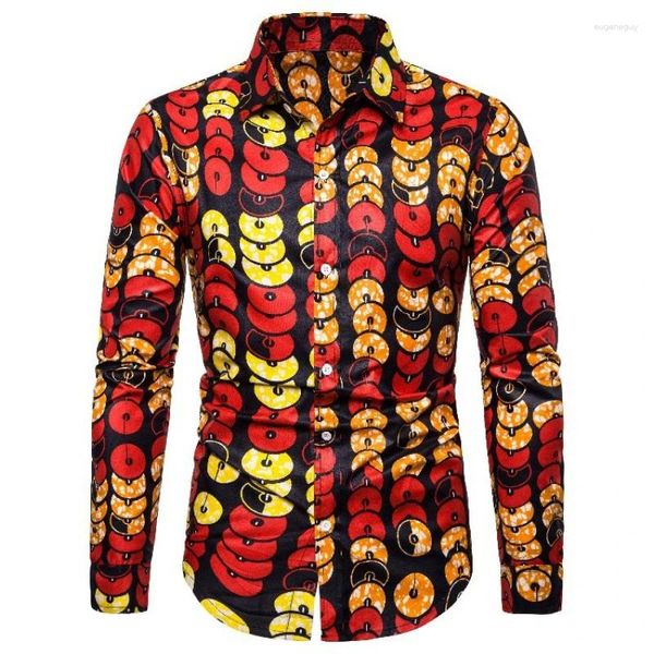 Camisas casuales para hombres Camisa con botones Dashiki Estampado africano Tops de manga larga Ropa tradicional para parejas Hip Hop Estilo étnico Ropa de calle