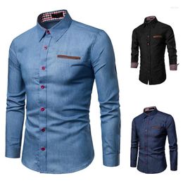 Mannen Casual Shirts Button Up Katoenen Denim Shirt Mannen Kleding Mode Lange Mouw Jeans Voor Camisas Vaqueras Para Hombre camicia