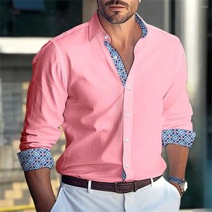 Chemises décontractées pour hommes bouton de chemise monochromatique à manches longues à manches longues de vacances quotidiennes à la mode confortable