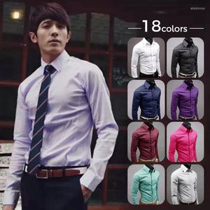 Casual shirts voor heren knoop t-shirt slanke fit met lange mouwen blouse formele sociale zakelijke werkkledingpaktoppen t-shirts t-shirts