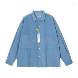 Chemises décontractées pour hommes C.E CAVEMPT Chemise surdimensionnée Hommes Femmes 1: 1 Veste en velours côtelé bleu de haute qualité