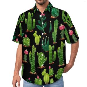 Chemises décontractées pour hommes Blouses de cactus Homme Plantes Feuille Hawaïenne Manches courtes Personnalisé Harajuku Chemise de plage surdimensionnée Cadeau