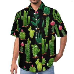 Casual overhemden voor heren Cactusblouses Heren Plantenblad Hawaiiaans korte mouw bedrukt Street Style Oversize strandshirt cadeau-idee