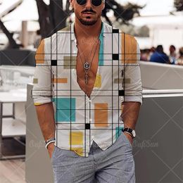 Casual shirts voor mannen camisa Hawaiana de manga larga para hombre con estampado 3d estilo eenvoudige informele solapa 2022