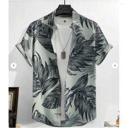 Casual shirts voor heren Camisas De Hojas Para Hombre Camisa Hawaiana Suelta Y Transpirable Verano Ropa Informele Calle Tops Manga Corta