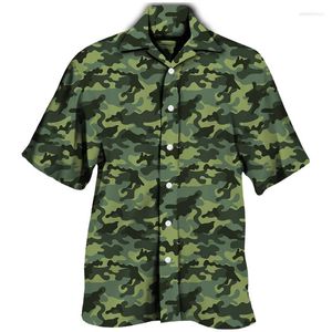 Chemises décontractées pour hommes, imprimé Camouflage 3D, manches courtes, col rabattu, hauts pour couple, Camisas militaires tactiques à simple boutonnage