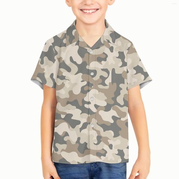 Camisas casuales para hombres patrón de camuflaje para niños ropa para niños para niños 3d camisa hawaiana moda geométrica impresa