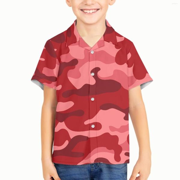 Chemises décontractées pour hommes motif Camouflage enfants enfant garçon chemise de plage été à manches courtes hawaïen séchage rapide t-shirt vêtements vacances