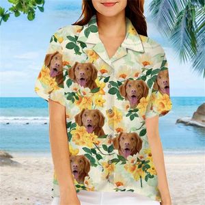 Casual shirts voor heren Candy Cane Gingerbread Patroon Men Hawaiiaans shirt Summer Cool Women Children Dog Face Short Sleeve Tops Vakantiegeschenk