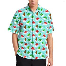 Chemises décontractées pour hommes cannes de bonbon chemise ample mâle plage noël chapeaux de père noël Design hawaïen à manches courtes drôle Blouses surdimensionnées