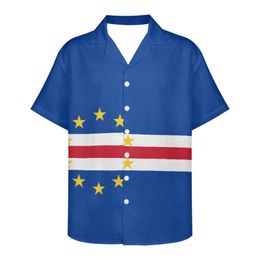 Chemises décontractées pour hommes Drapeau du Cap-Vert Modèle de conception Été Vintage Mode Manches courtes Hawaï Pour hommes Camisa Masculina Fête de vacancesHommes