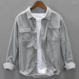 Chemises décontractées pour hommes Cargo Pocket Men Shirt Button-up Lorgory Works Works with Chest Pockets Collar Down pour extérieur