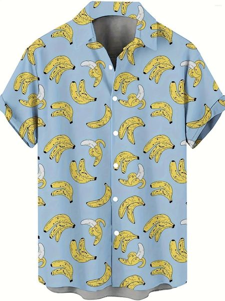 Chemises décontractées pour hommes Carton Fruit Banana Modèle Lapel Shirt Spring and Summer Hawaiian grande taille vendant une manche courte