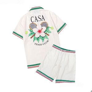 Casual shirts voor heren Casablanc 2022 Surfen Lazy Wind Silk Satin Satin Shirt Heren met lange mouwen en dames shorts Set Fashion ROP Delivery AP Dhirz