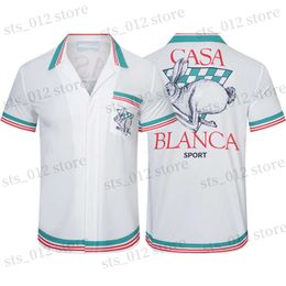 Freizeithemden für Herren Casablanc-s 22ss Sport Knit Rabbit Silk Herren-Designerhemden Hawaii-Kurzarmhemd Herren Slim Fit-Kleiderhemd Vielfalt T230417