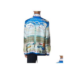 Chemises décontractées pour hommes Casablanca Designer Shirt 2023 Place Casa Uni Holiday Style Silk Twill Casablanc Drop Delivery Apparel Mens Clothi Dhmst