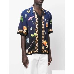 Chemises décontractées pour hommes Casablanca Designer Shirt 23Ss Colorf Fruit Wine Glass Gradient Uni Hawaiian Short Sleeve Casablanc Drop Delivery Dhrgh