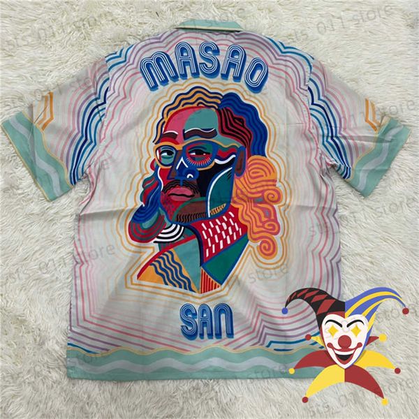 Camisas casuales para hombres Camisas CASABLANCA Impresión de naipes Masao 1 1 Versión superior Camisa de manga corta hawaiana T230419