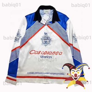 Casual overhemden voor heren CASABLANCA Zijden overhemd Heren Dames 1 1 Topversie Luchtvaartmaatschappij Themaprint CASABLANCA Tees T230321