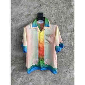 Chemises décontractées pour hommes Casablanca Summer Dream Beach Silkworm Silk Color Printed Shirt Mens Cher Drop Delivery Vêtements Vêtements Dh9K2