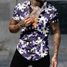 Chemises décontractées pour hommes Casual Hawaiian Chemit Men Men Men 3D Print Tops Tops Harajuku Jigsaw Puzzle Art Strtwear Cozy Short Slve Beach Clothes Y240506