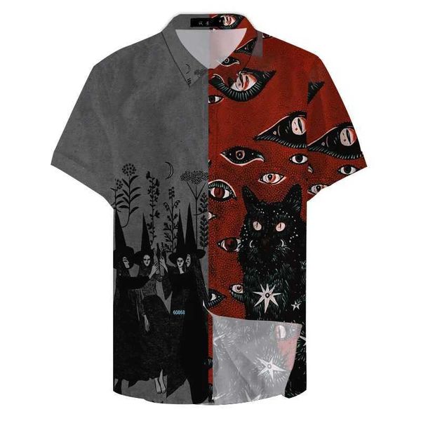 Chemises décontractées pour hommes Cat Eye 3dringts Shirts hommes Fonds Fashion Hawaiian Shirt Hip Hop plage décontractée CHAMP SLVE BLOUEL