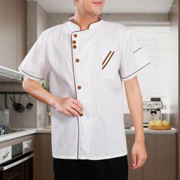 Casual shirts voor heren Chef Top Unisex Pocket Lichtgewicht comfortabele korte mouwkraagkraag catering ademende gemakkelijk te wassen shirt voor werk