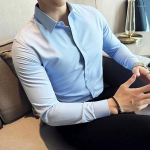 Chemises décontractées pour hommes Chemise Homme Luxe Business Formel Wear Robe à manches longues pour hommes Vêtements Slim Fit Chemise en fibre de bambou