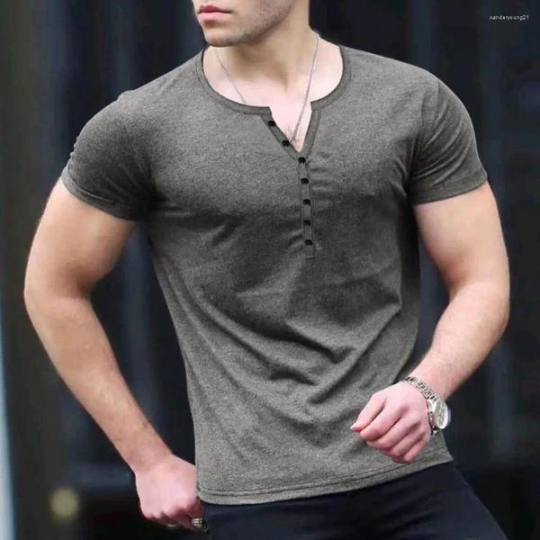 Chemises décontractées pour hommes T-shirt d'été chic Fitness élastique Coupe 3D Couleur pure Slim Pull T-shirt Cool