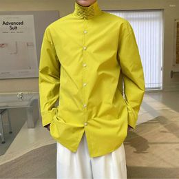 Casual shirts voor heren Chinese gespannen kraaghemd mannen mode vintage losse lange mouw mannelijke Japan Koreaanse streetwear blouse