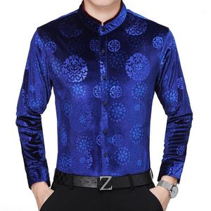 Chemises décontractées pour hommes Style chinois Impression 3D Mode d'âge moyen Luxe Chemise à manches longues Automne 2022 Qualité Gold Velvet Boutique Hommes M-XX