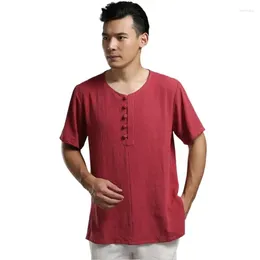 Chemises décontractées pour hommes Style chinois marque coton lin grande taille chemise Camisas esthétique Coreanas Vintage Camisa Hombre