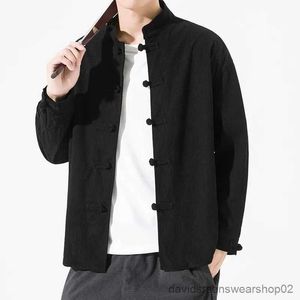 Heren Casual Shirts Chinese Stijl Jas Mandarijn Kraag Uniform Hanfu Kung Traditionele Chinese Kleding voor Mannen Retro Top Blouse Qipao