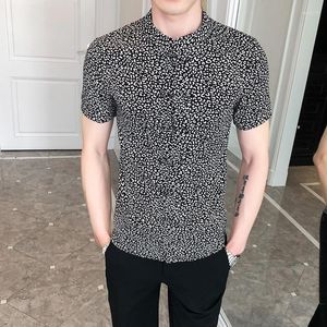 Chemises décontractées pour hommes Style chinois rétro Floral hommes chemise à manches courtes 2023 été Social Streetwear col montant hauts hommes vêtements