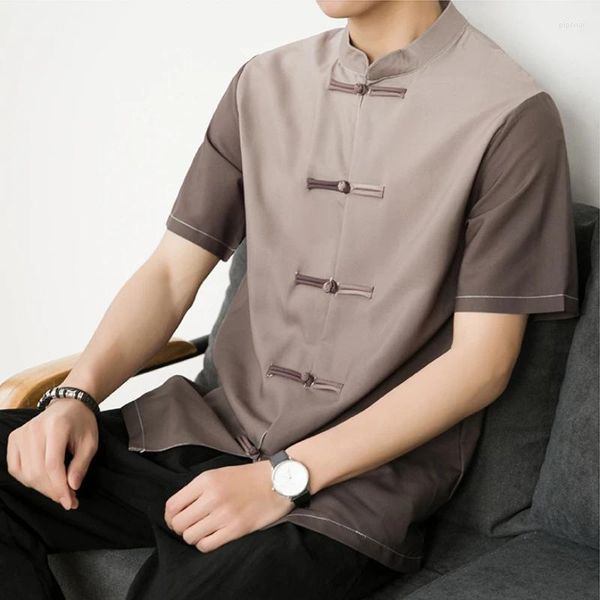 Chemises décontractées pour hommes de style chinois d'été léger léger en soie