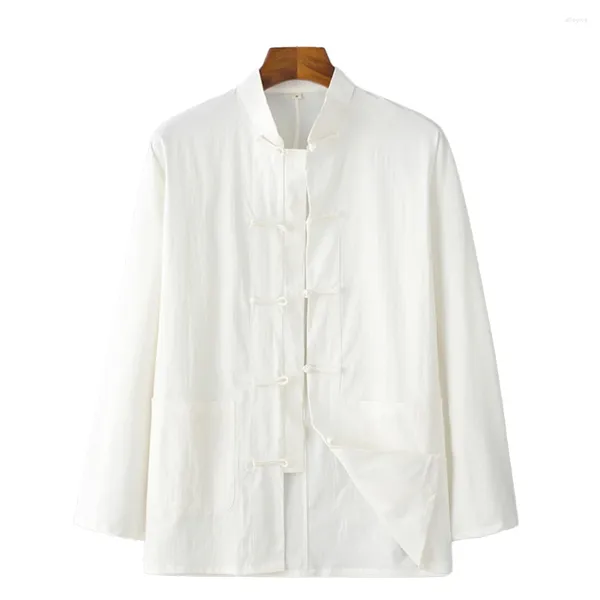 Chemises décontractées pour hommes Manteau traditionnel chinois Style de veste de costume Tang avec chemise en lin de coton pour les vacances ou l'usure quotidienne