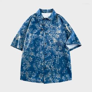 Chemises décontractées pour hommes Type chinois Hawaiian Floral Shirt Fleur Imprimé à manches courtes à manches courtes Tournettes