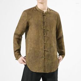 Camicie casual da uomo Camicia di lino cinese a vento con colletto in piedi e top larghi Moda Harajuku Zen Abbigliamento