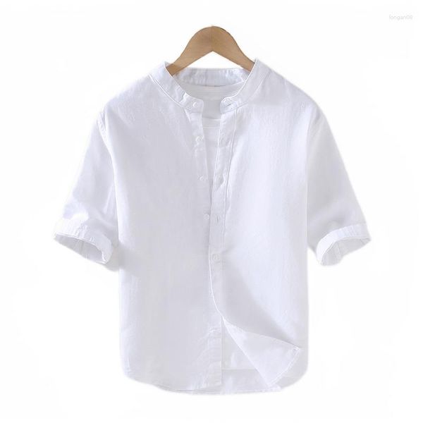 Camisas casuales de hombres camisa de lino chino