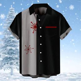 Casual overhemden voor heren Kerstknopen met revershals Blouses met korte mouwen Navidad Tops Kerstcadeau Jaar Vakantie Est Camisas De Hombre
