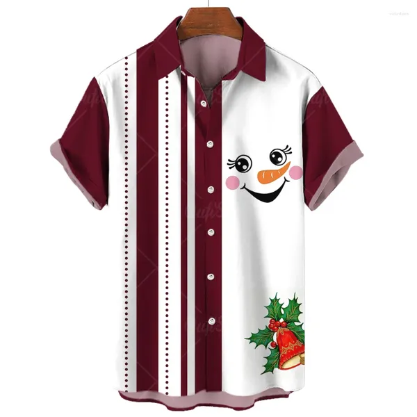 Chemises décontractées pour hommes Vêtements de Noël Chemise à manches courtes Tops 3D Santa Claus Graphic Tees pour hommes et femmes Vêtements surdimensionnés 2024