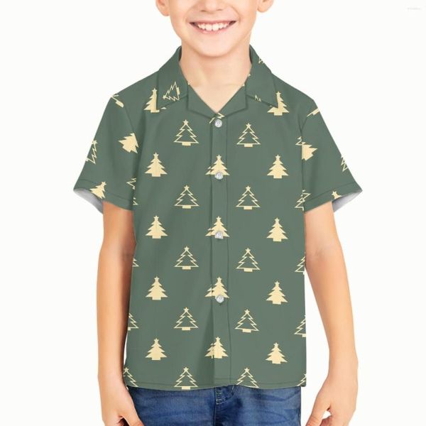Camisas casuales para hombres Diseño de Navidad Patrón de vacaciones Ropa para niños Primavera Otoño Niños Patchwork Tops de un solo pecho Boy Baby Beach