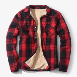 Chemises décontractées pour hommes Noël Plaid Vêtements d'extérieur Navidad Polaire Hiver Veste chaude Manteau Année Cadeau de Noël All-Match Party Loisirs Sudaderas