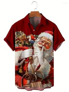 Chemises décontractées pour hommes Chemise de Noël pour hommes à manches courtes 3D Harajuku Imprimer Tops Mode et chemisiers Vêtements surdimensionnés