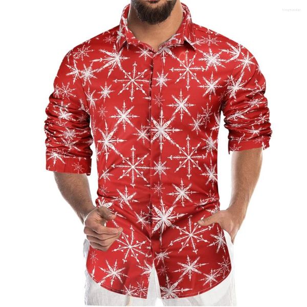 Camisas casuales para hombres navideña delgada para hombres mangas largas 3d estampado digital de otoño poliéster fantasía harajuku camisas de hombre