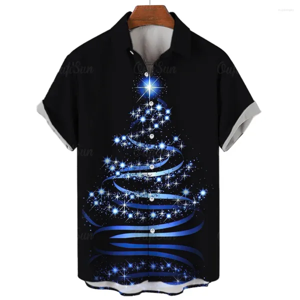 Camisas casuales para hombres Árbol de Navidad Hombre Camiseta Tops Impresión 3D Impresión Fantasma Ropa de verano Hombres Moda Traje de manga corta de gran tamaño