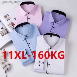 Chemises décontractées pour hommes Classique Hommes Robe Chemise À Manches Longues Plus Grande Taille 8XL 9XL 10XL 11XL Bureau D'affaires Violet Blanc Slim Fit Social Twill Plain Q231106