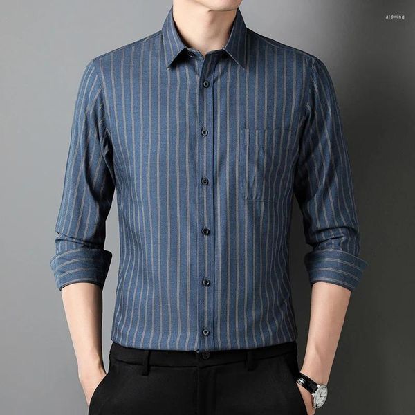 Camisas casuales para hombres Camisa clásica Manga larga Algodón/Fibra de bambú Ropa formal de negocios Bolsillo estándar Ropa de moda 5XL