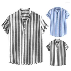 Casual shirts voor heren klassiek gestreept shirt anti-pilling heren knappe zachte stof zomer ademende print Hawaiian